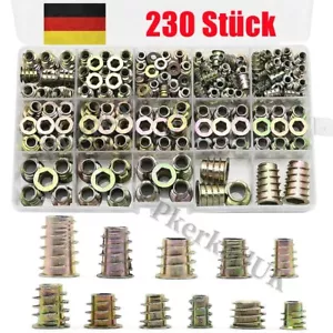 230 Stück Einschraubmutter, Gewindeeinsatz Holz Einschraubmutter M4 M5 M6 M8 M10 - Bild 1 von 12