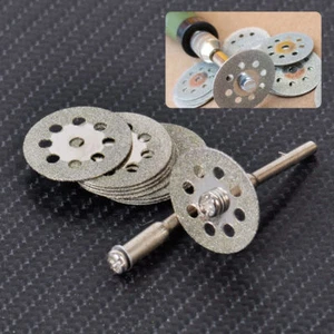 10pc 22mm Diamond Cut Off Wheel Disc + Mandrel Grinding Tool Rotary - Picture 1 of 7