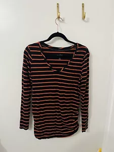 Striped Shirt Maternity Long Sleeve Scoop Neck Side Shirred Size SMALL - Picture 1 of 4