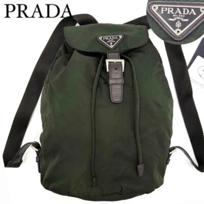 PRADA logo khaki rucksack backpack from JAPAN - Image 1 of 4