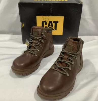 Botas de trabajo para mujer talla 10 Caterpillar Mae P91011 cuero punta de acero con cordones cacao Foto 1 de 4
