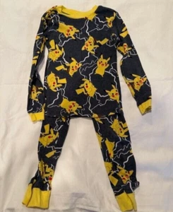 Black Gray Pokémon Pikachu 2 Piece Long Sleeve Pajamas (Size 8) - Picture 1 of 6
