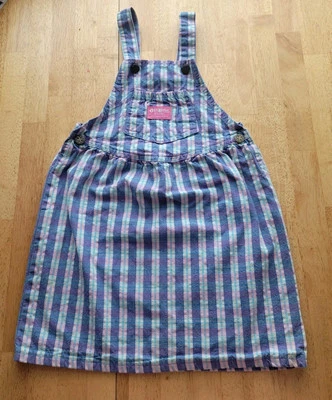 Vintage Oshkosh Vestbak Little Girls Size 6x Plaid Overall Dress  - Image 1 of 4