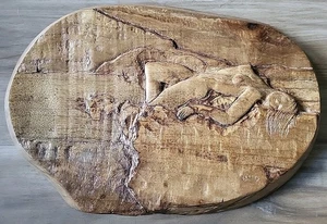 Colgante de pared tallado en madera en relieve "SIRENA EN LAS ROCAS" arte popular artesanal... - Imagen 1 de 8