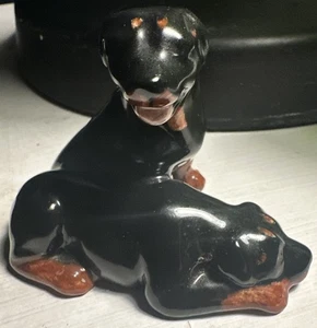 Beswick England Rottweiler Dog Pups Laying Sitting Porcelain 2.75” Lg - Picture 1 of 5