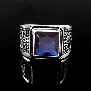 925 Sterlingsilber blauer Tansanit Edelstein Schmuck Ring (alle Größen US) - Bild 1 von 3