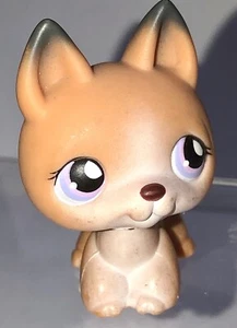 Littlest Pet Shop #112 Perro Pastor Alemán Caramelo Blanco Púrpura Ojos - Imagen 1 de 8