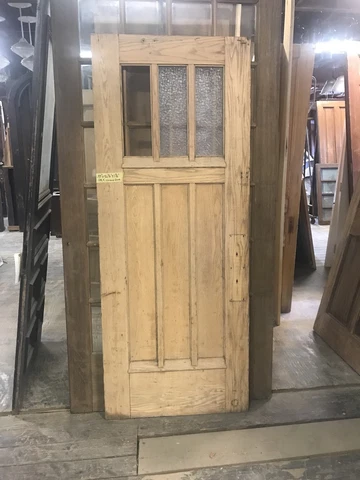Vintage Arts And Craft Door. 33.5” X 83” Oak 3 Lite Entry Door Pantry Door Cover
