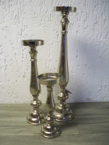 Kerzenständer-Set, 3-tlg. Alamo Silberfarben Aluminium B - Bild 1 von 10