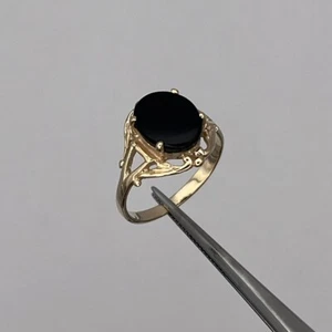 Vintage 14k Gelbgold Damen Oval Onyx Ring Größe 7,5 - Bild 1 von 5