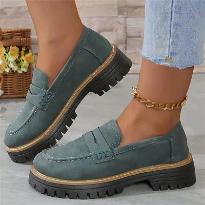 Zapatos de vestir informales sin cordones estilo perppy mocasines con plataforma color suave para mujer Foto 1 de 4