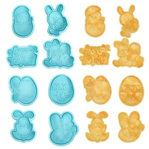 Cartoon Cookies Biscuit Mold 3D Easter Bunny Eggs Plastic Cookie Cutter Plunger