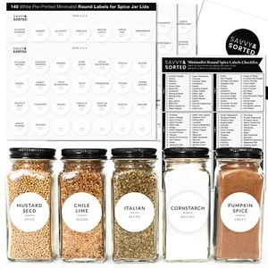 Minimalist Round Spice Labels for Lids - 140 Spice Jar Labels for Spice Conta... - Picture 1 of 9
