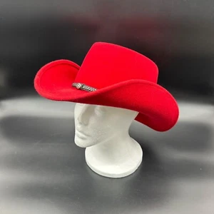 Red Wool Felt Cowboy Hat Outback Trading Company Durango Braided Black Band Med - Picture 1 of 13