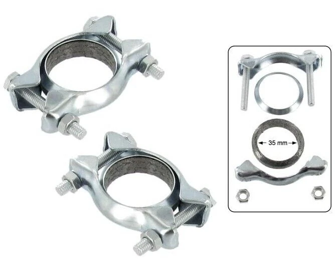 EXHAUST TAIL PIPE CLAMP KIT SET OF 2 VOLKSWAGEN T1 BUG BEETLE T2 BUS GHIA SUPER - Image 1 of 1