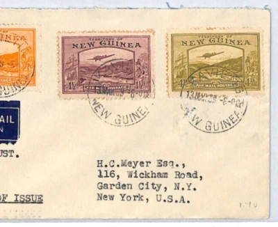 NEW GUINEA Air Mail 1939 Mar KGVI Issue ½d 1½d 4d Cover Kavieng {samwells}XC293 - Image 1 of 4
