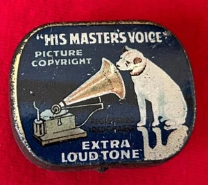 blue His Masters Voice gramophone needle tin - Picture 1 of 4