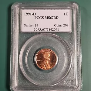 1991-D Lincoln Cent PCGS MS67RD - Picture 1 of 8
