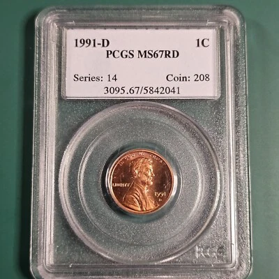 1991-D Lincoln Cent PCGS MS67RD - Image 1 of 4