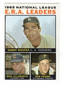 1964 Topps #1 NL ERA Leaders - Sandy Koufax & Bob Friend, Near Mint Condition^