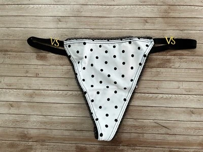 Panty Victorias Secret Algodón Elástico Tanga en V Blanco Lunares Con Dijes S Nuevo con Etiquetas Foto 1 de 4