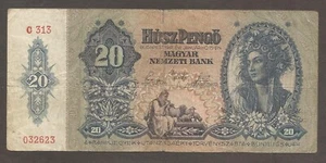 Hungary 20 Pengo 15.1.1941; VG; P-109; BNB-B521a; Farmers; WWII issue - Picture 1 of 2