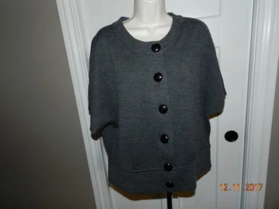 Suéter Cárdigan Style & Co Talla L Grande Mezcla de Lana Negro Botón Foto 1 de 3