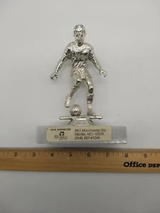 6 inch Vintage rare silver soccer futbol Trophy topper on italian marble base - Picture 1 of 2