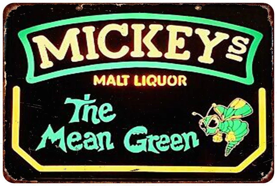 Letrero de metal MICKEYS Licor de malta - The Mean Green Reproduction 8 x 12 Foto 1 de 1