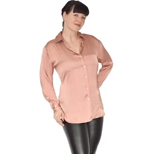 ZARA* blusa satinada brillante suave* S-L * parte superior lisa brillante* camisa túnica - Imagen 1 de 5