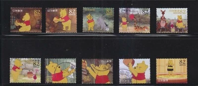 JAPAN 2014 DISNEY CHARACTERS WINNIE THE POOH 82 YEN COMP. SET OF 10 STAMPS USED - Image 1 of 4