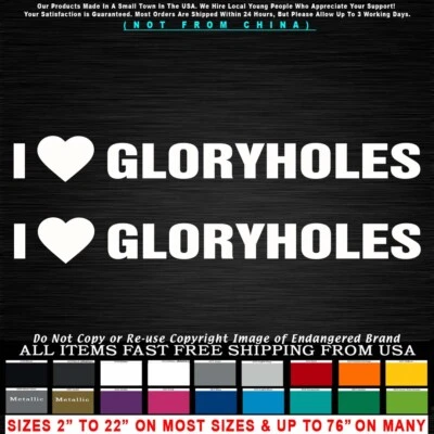 2 pegatinas divertidas Gay I Heart Love Gloryholes  Foto 1 de 4