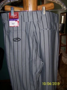 Pantalones de béisbol softbol Rawlings Youth 2XL XXL gris a rayas calce relajado nuevos con etiquetas - Imagen 1 de 3