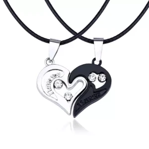 Collar De Corazón Colgante Para Hombre Mujer Parejas Amantes Día De San Valentín - Picture 1 of 9