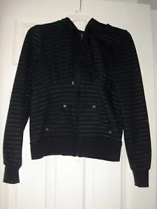SELF ESTEEM HOODED BLACK WHITE STRIPED HOODED KNIT JACKET X-LARGE JUNIORS VGC - Picture 1 of 6