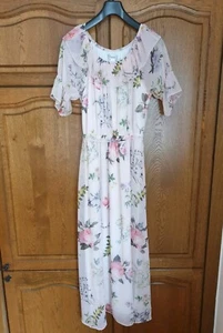 Heine Damen Sommerkleid Creme Blumen Rüschen Frühling/Sommer Mode Fashion Gr. 38 - Bild 1 von 9