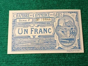 Billet de Nécessité - Chambre de commerce GERS - 1 FRANC SERIE F - SPL - Imagen 1 de 2