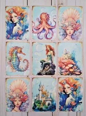 9 sirenas~hechas a mano~tarjetas de bolsillo~libros de recortes~diarios basura~artesanías~planificadores Foto 1 de 3