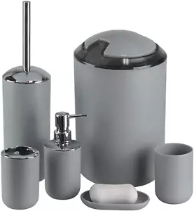 Stylish 6-Piece Grey Bathroom Accessories Set for Modern Homes - Picture 1 of 12