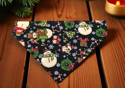 Muñeco de nieve de Navidad para perro pañuelo sobre el cuello pañuelos deslizables en bufanda muñecos de nieve Foto 1 de 4