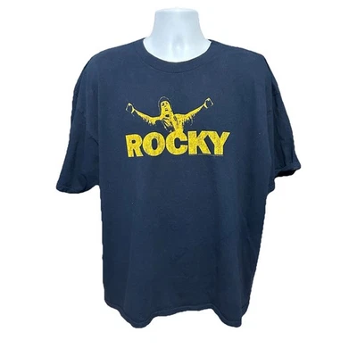Рубашка мужская Rocky Balboa Sylvester Stallone 2XL темно-синяя с графикой короткий рукав - Изображение 1 из 4