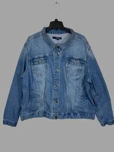 Denim 24/7 Plus Denim Button Up Shirt Long Tunika leichte Jeansjacke 28W - Bild 1 von 7