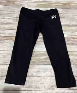 GK Elite Girls size AXS Adult Extra Small Black Cropped Leggings Workout Gymnast - Picture 1 of 4