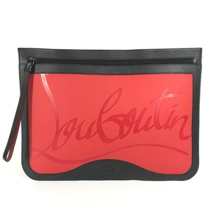 Christian Louboutin Bicolor Sole logo bag pouch Clutch bag Black/Red - Picture 1 of 16