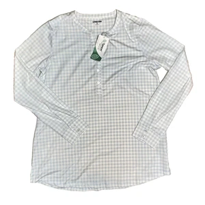 Lands End Shirt Womens Medium 10-12 NEW Blue White Gingham Long Sleeve GIFT!! - Picture 1 of 7