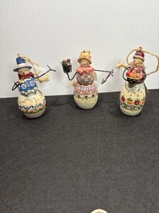 Vintage Jim Shore Schneemann Ornament 2002 3er Set - Bild 1 von 11