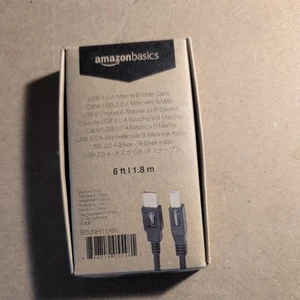 NEW Sealed Amazon Basics Black USB 2.0 A-Male to B-Male Cable 6' Printer Cable - Picture 1 of 2