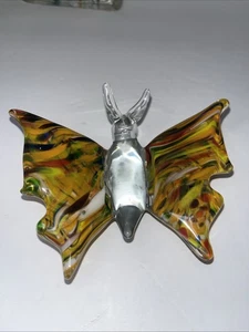 Murano Style Blown Art Glass Butterfly Sculpture Paperweight Figurine - Picture 1 of 7