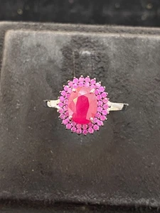 NATURAL RUBY 9X7 RUBY STERLING SILVER 925 RING - Picture 1 of 7