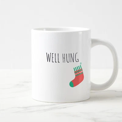 Taza Bien Colgada Divertida Taza de Café de Navidad Travieso Humor de Santa Perfecto Gif de Vacaciones Foto 1 de 2